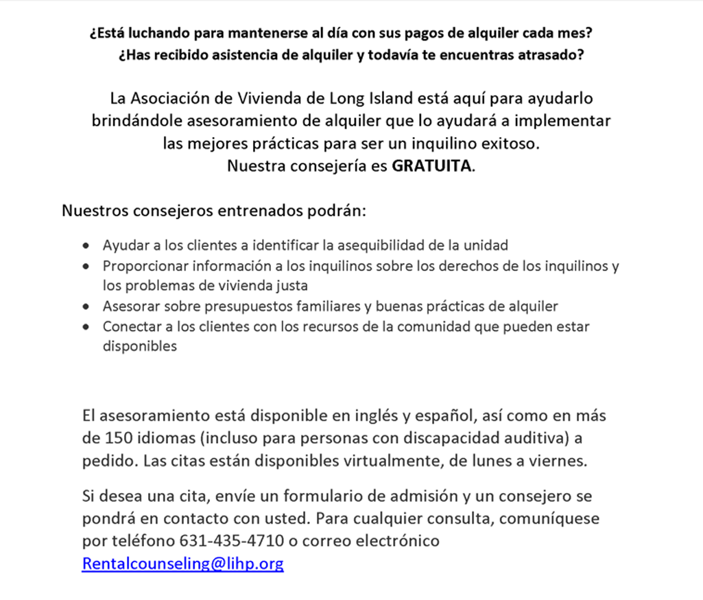  LIHP Housing Stability Rental Counseling - Spanish
